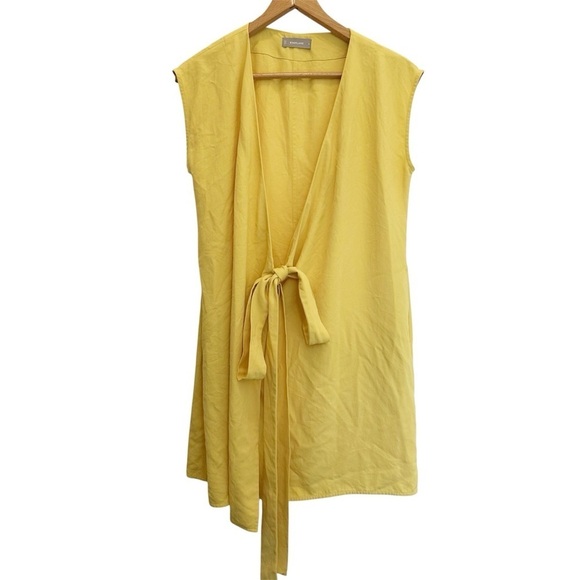 Everlane Japanese GoWeave Wrap Dress Short Sleeve Mini Yellow Size 6 Summer - Picture 3 of 8